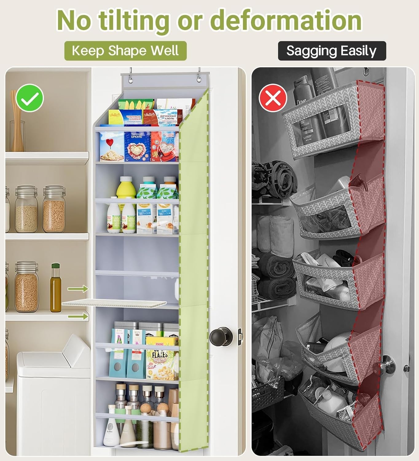 2 Pack over the Door Organizer, Large Capacity Closet Door Hanging Organizer, Clear Deep Pockets Baby Organizer Storage for Nursery, Bathroom, Bedroom, Pantry, Diapers (Grey) - My Store