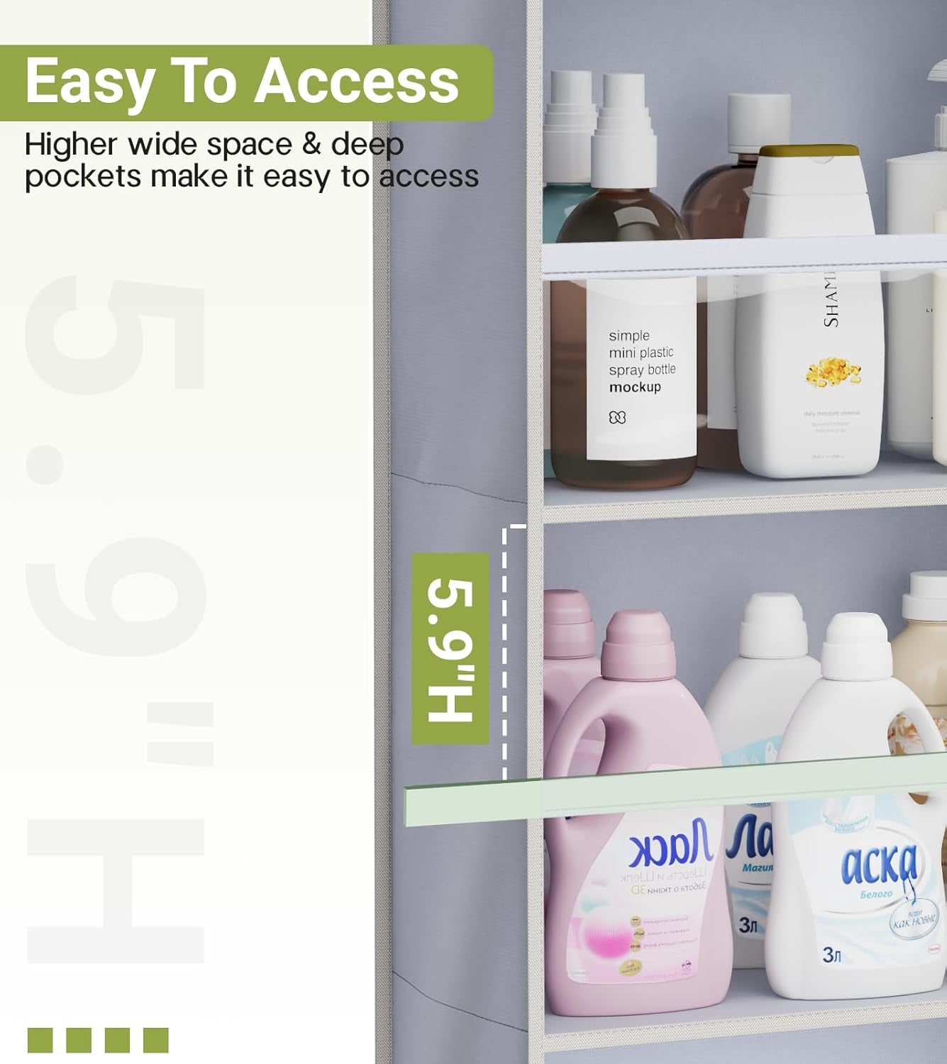 2 Pack over the Door Organizer, Large Capacity Closet Door Hanging Organizer, Clear Deep Pockets Baby Organizer Storage for Nursery, Bathroom, Bedroom, Pantry, Diapers (Grey) - My Store