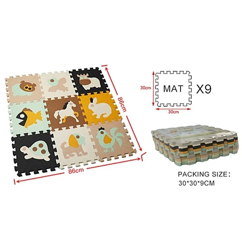30*30*1Cm Cartoon Animal Pattern Play Mats Puzzles EVA Foam Floor Pad for Children Baby Play Gym Crawling Mats Toddler Carpet - My Store