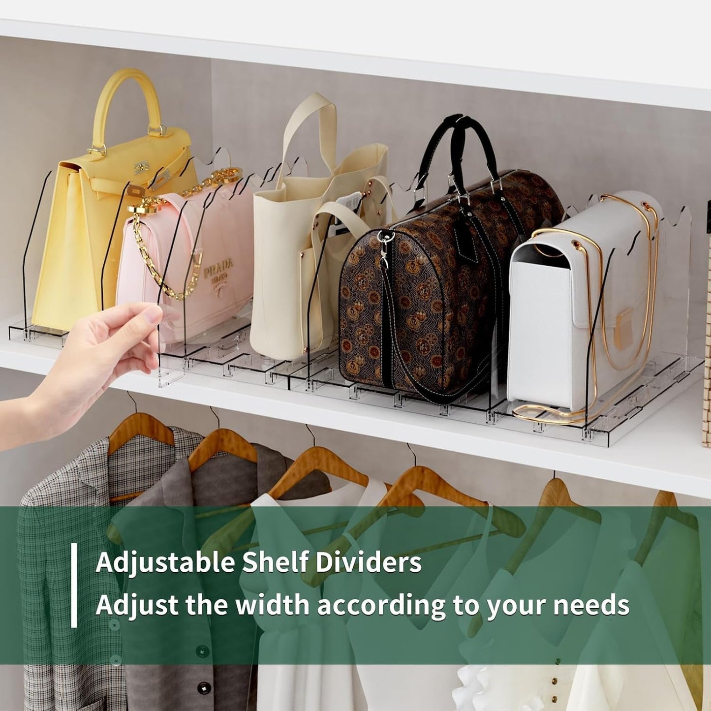 Adjustable Shelf Divider for Closet, Clear Purse Organizers for Closet Acrylic Handbag Separators Storage Organizer Bookshelf Separator Dividers in Bedroom, Office - My Store