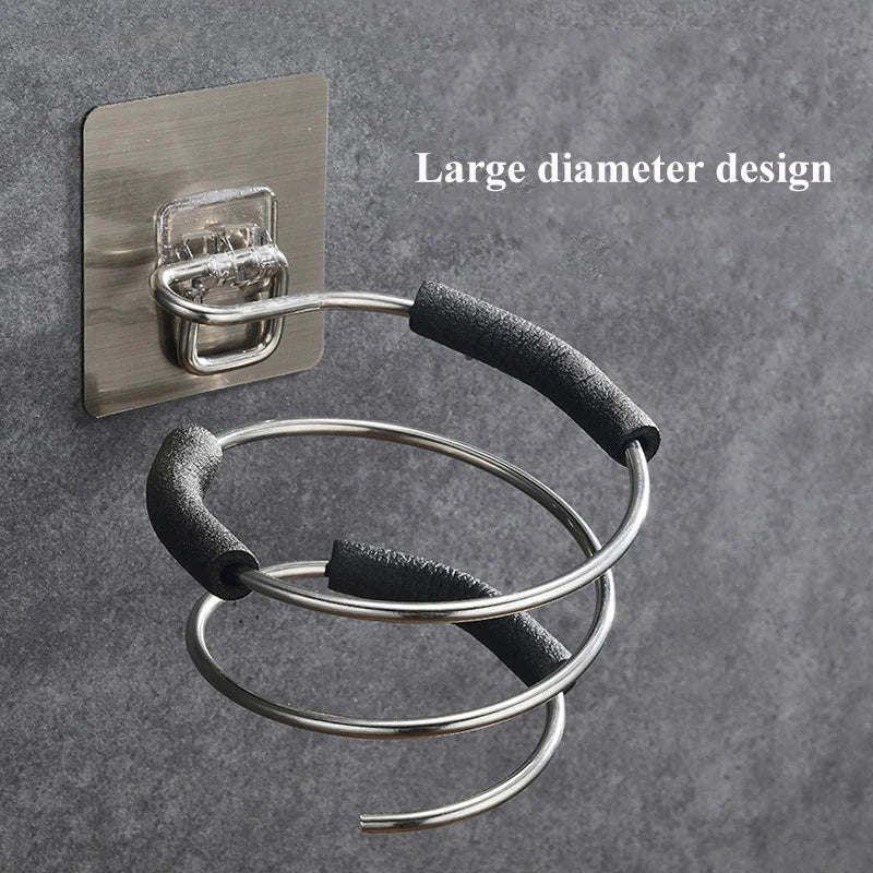 Bathroom Hair Dryer Holder Blower Home Organizer Adhesive Wall Mounted Nail Free No Trace Stickers Hair Care Dryer Storage Rack - My Store