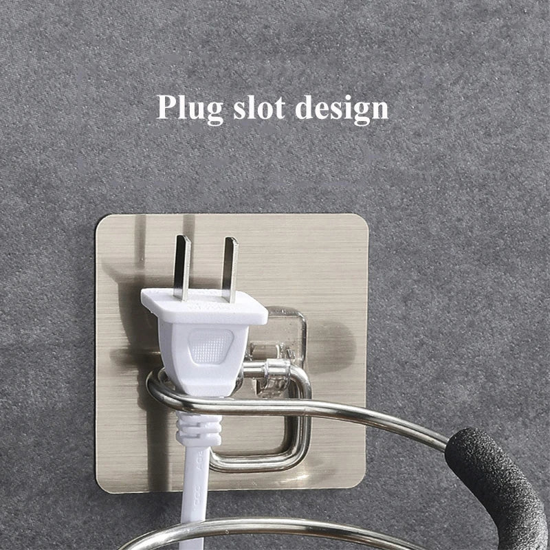 Bathroom Hair Dryer Holder Blower Home Organizer Adhesive Wall Mounted Nail Free No Trace Stickers Hair Care Dryer Storage Rack - My Store