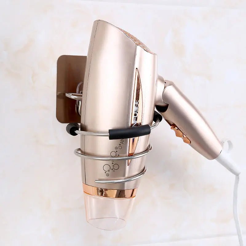 Bathroom Hair Dryer Holder Blower Home Organizer Adhesive Wall Mounted Nail Free No Trace Stickers Hair Care Dryer Storage Rack - My Store