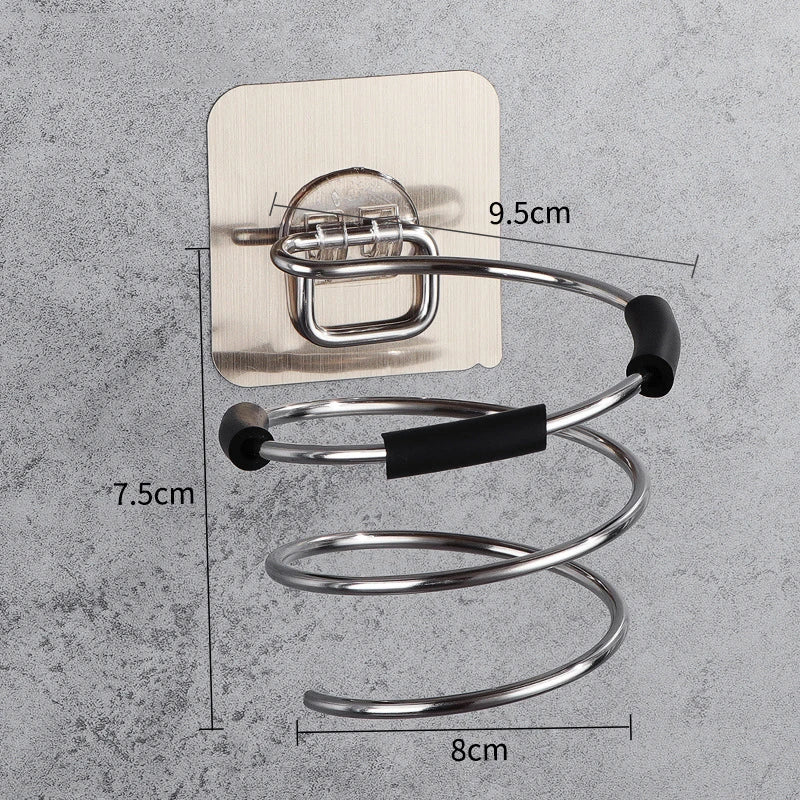 Bathroom Hair Dryer Holder Blower Home Organizer Adhesive Wall Mounted Nail Free No Trace Stickers Hair Care Dryer Storage Rack - My Store