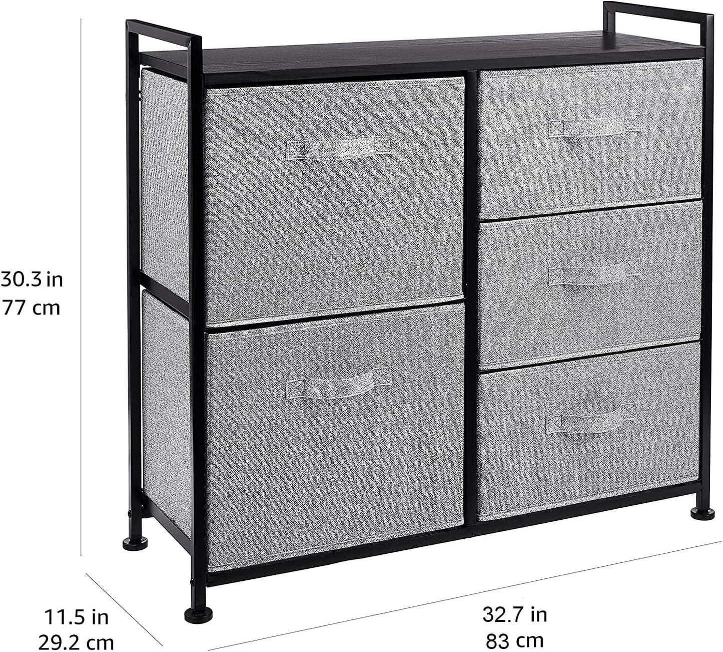 Fabric 5 - Drawer Storage Organizer Unit for Closet, Black - My Store