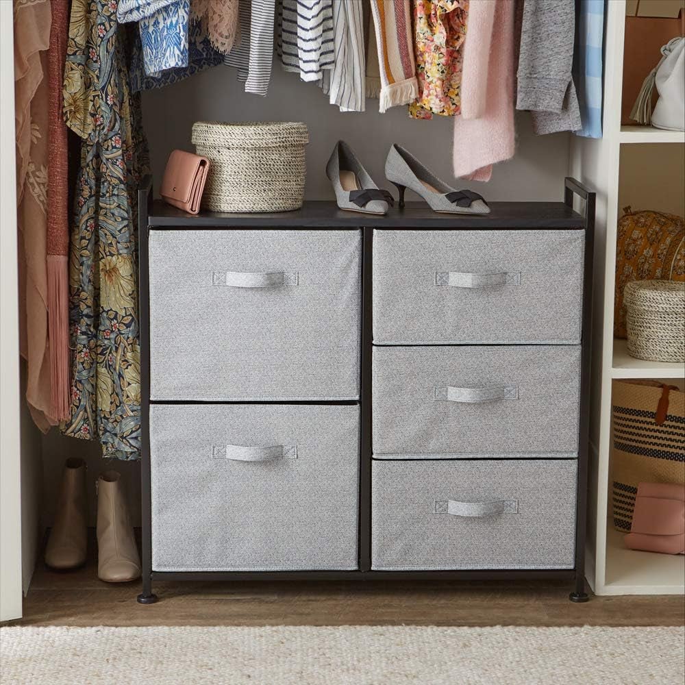 Fabric 5 - Drawer Storage Organizer Unit for Closet, Black - My Store