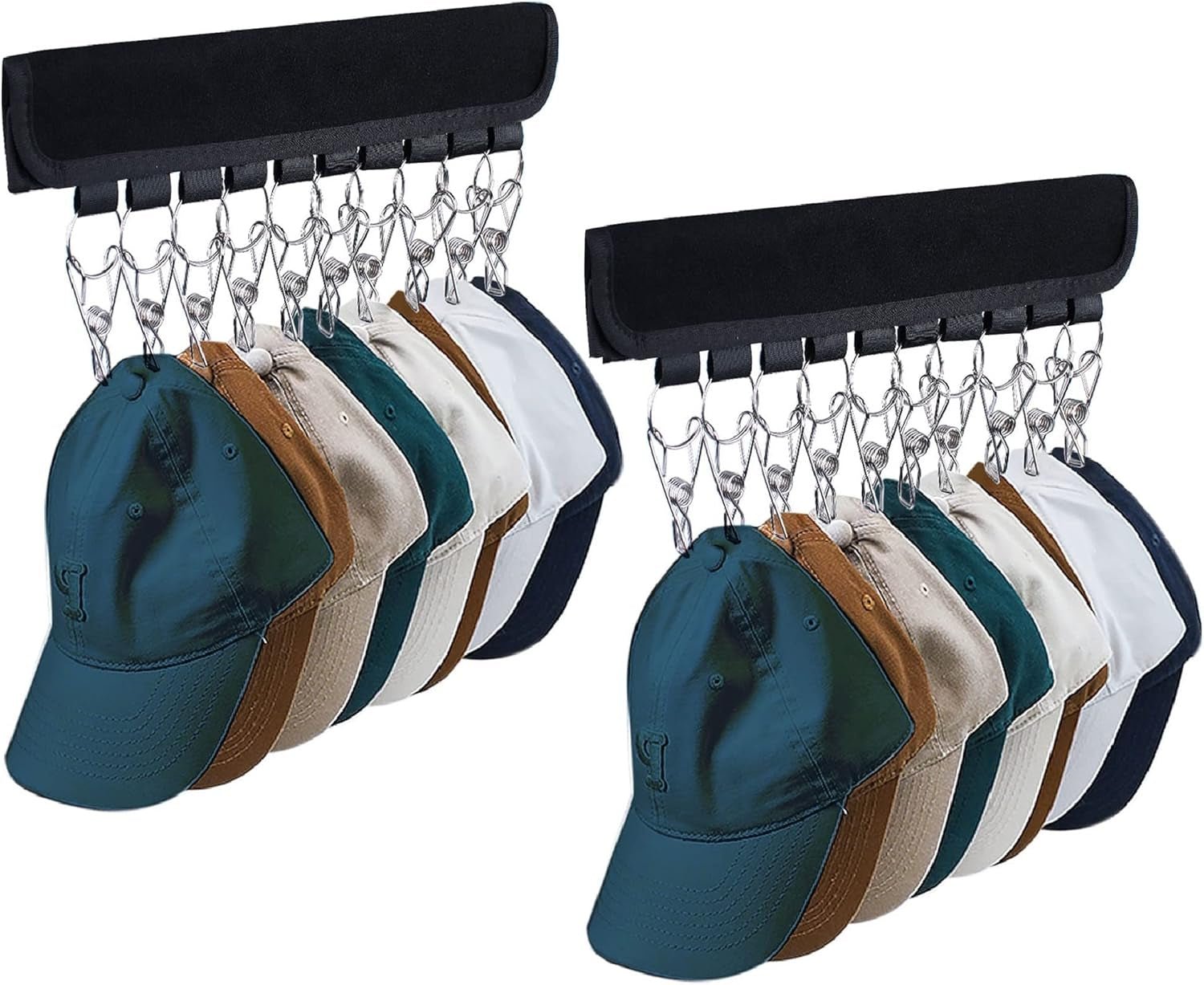 Hat Rack for Baseball Caps Hat Organizer Holder for Hanger & Room Closet Display, 2Pack 10 Hat Storage Clips for Hang Ball Caps Winter Beanie & Accessories, for Men, Boy Women Gift (2PC Black) - My Store