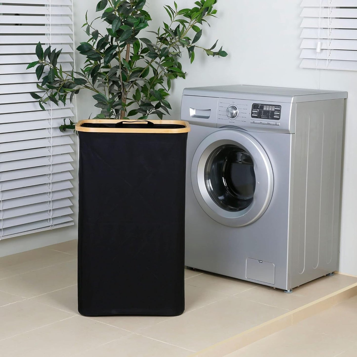 Laundry Hamper with Lid - Waterproof Freestanding Laundry Basket with Removable Liner Bag, Collapsible 110L Large Clothes Storage Laundry Bin with Easy Carry Bamboo Handle for Clothes Toys Organizer - My Store