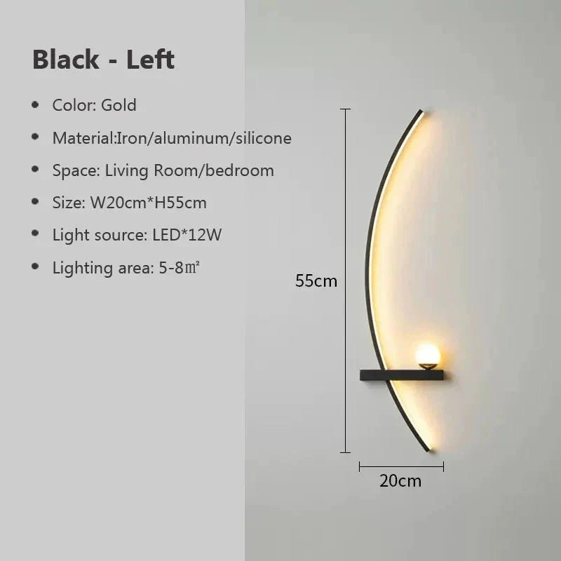 Modern LED Wall Lamp – Minimalist Art Design for Bedroom, Living Room, and Bathroom, Gold/Black - My Store