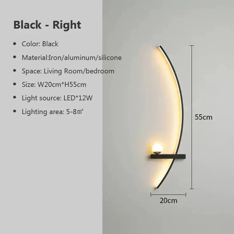 Modern LED Wall Lamp – Minimalist Art Design for Bedroom, Living Room, and Bathroom, Gold/Black - My Store