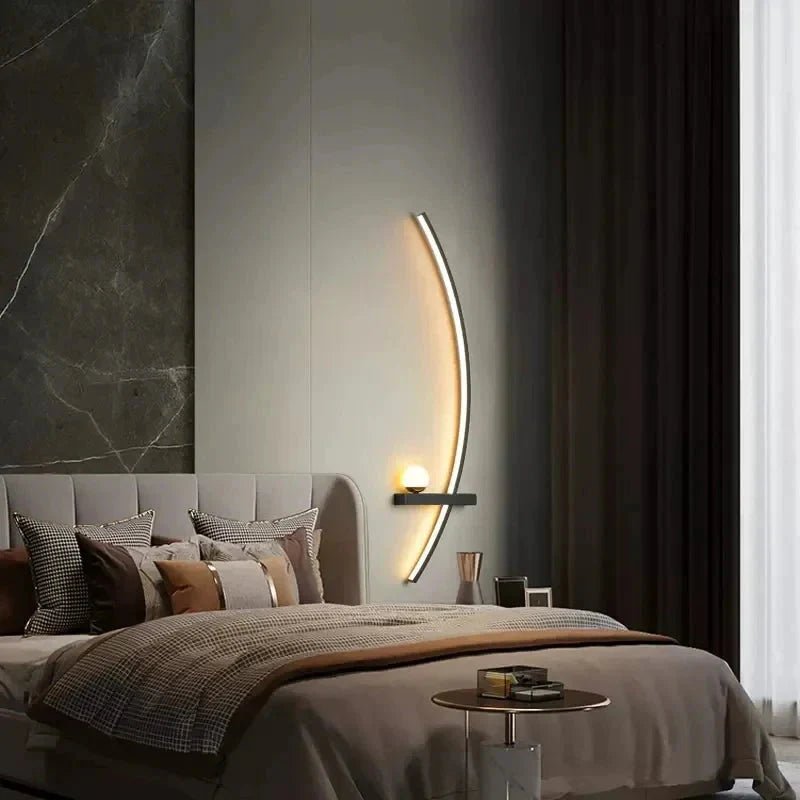Modern LED Wall Lamp – Minimalist Art Design for Bedroom, Living Room, and Bathroom, Gold/Black - My Store