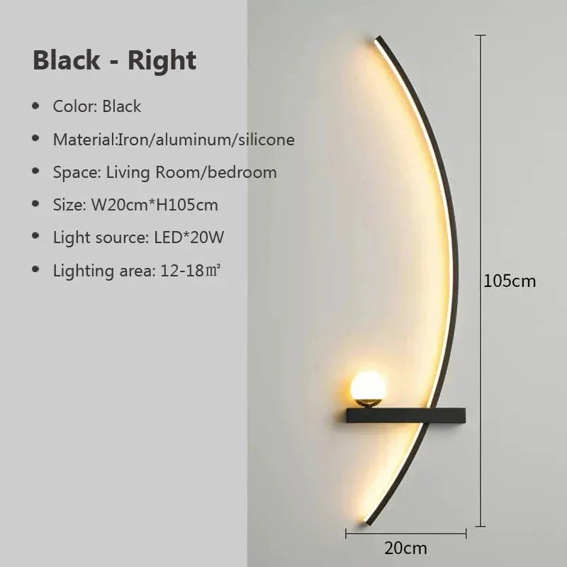 Modern LED Wall Lamp – Minimalist Art Design for Bedroom, Living Room, and Bathroom, Gold/Black - My Store