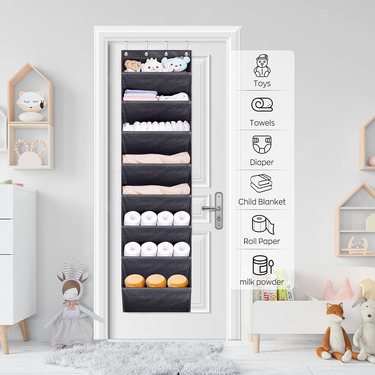 over the Door Shoe Organizer for Closet with Large Deep Pockets, Narrow Shoe Rack for Door Hanging Boots Storage, Black - My Store