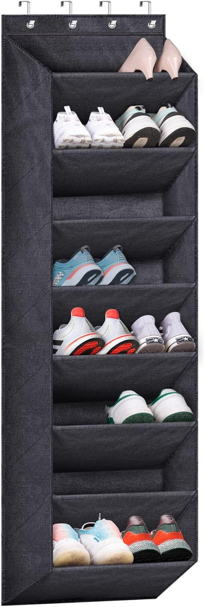 over the Door Shoe Organizer for Closet with Large Deep Pockets, Narrow Shoe Rack for Door Hanging Boots Storage, Black - My Store