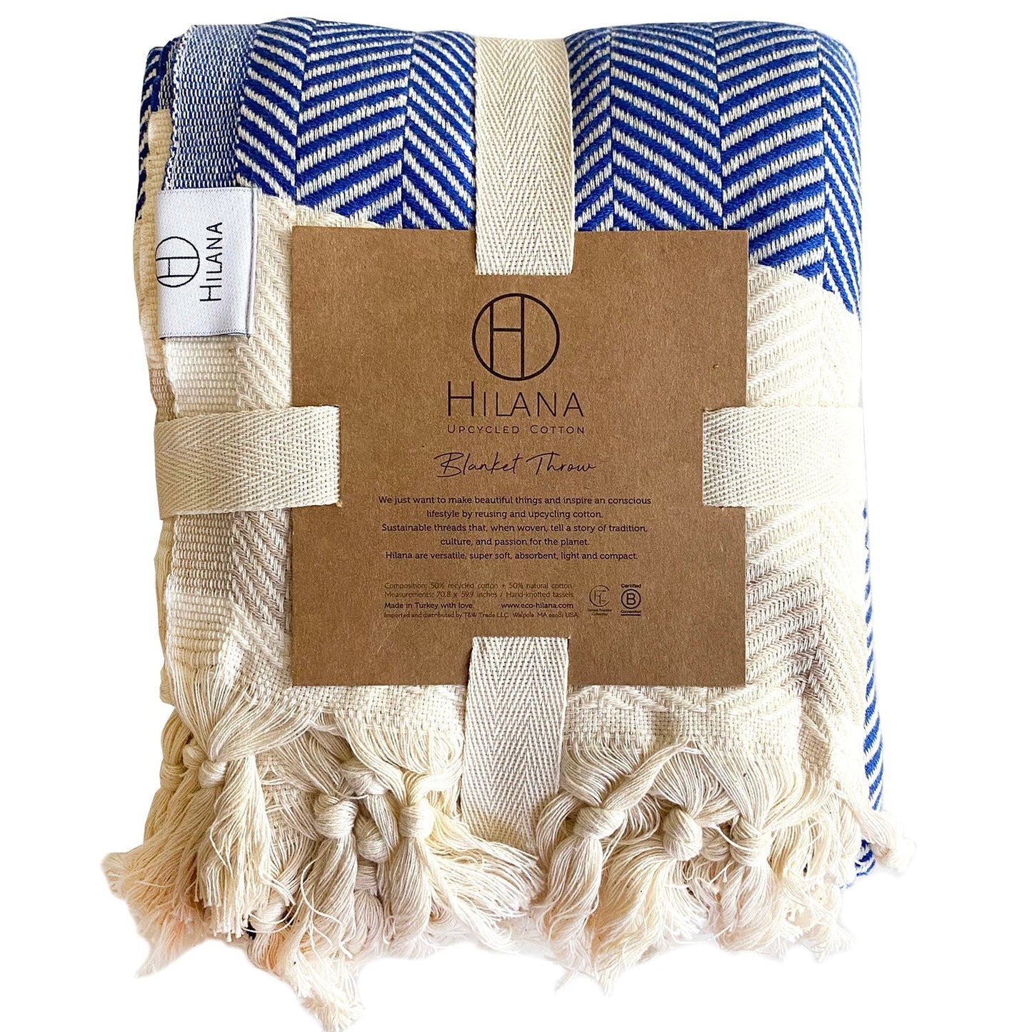 Pipa Sustainable Hand - loomed Throw Blanket - Blue - My Store