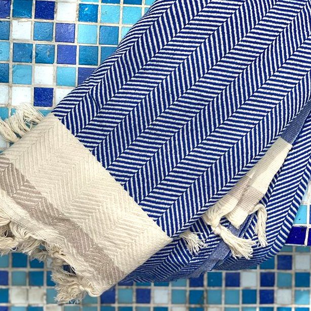 Pipa Sustainable Hand - loomed Throw Blanket - Blue - My Store