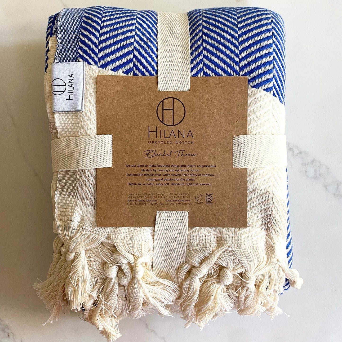 Pipa Sustainable Hand - loomed Throw Blanket - Blue - My Store