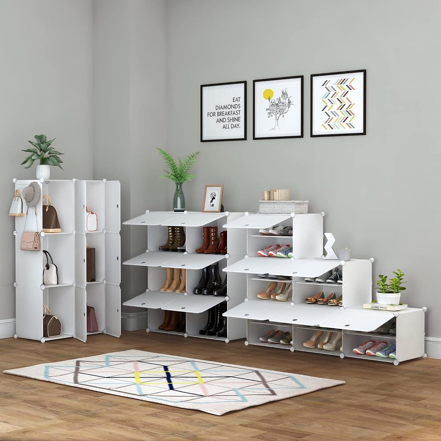 Shoe Rack, 6 Tier Shoe Storage Cabinet 24 Pair Plastic Shoe Shelves Organizer for Closet Hallway Bedroom Entryway - My Store