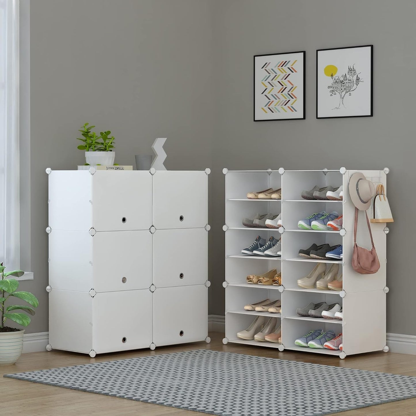 Shoe Rack, 6 Tier Shoe Storage Cabinet 24 Pair Plastic Shoe Shelves Organizer for Closet Hallway Bedroom Entryway - My Store