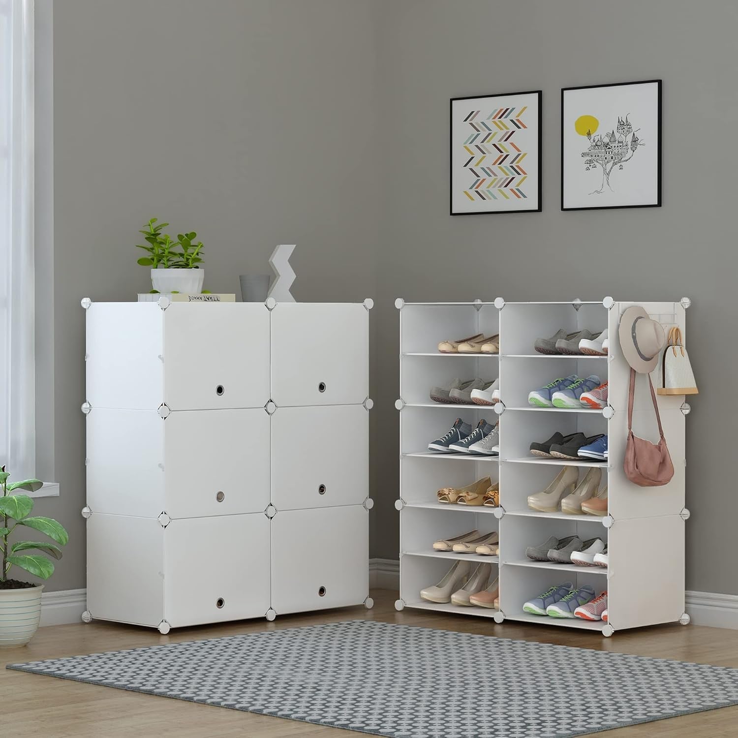 Shoe Rack, 6 Tier Shoe Storage Cabinet 24 Pair Plastic Shoe Shelves Organizer for Closet Hallway Bedroom Entryway - My Store