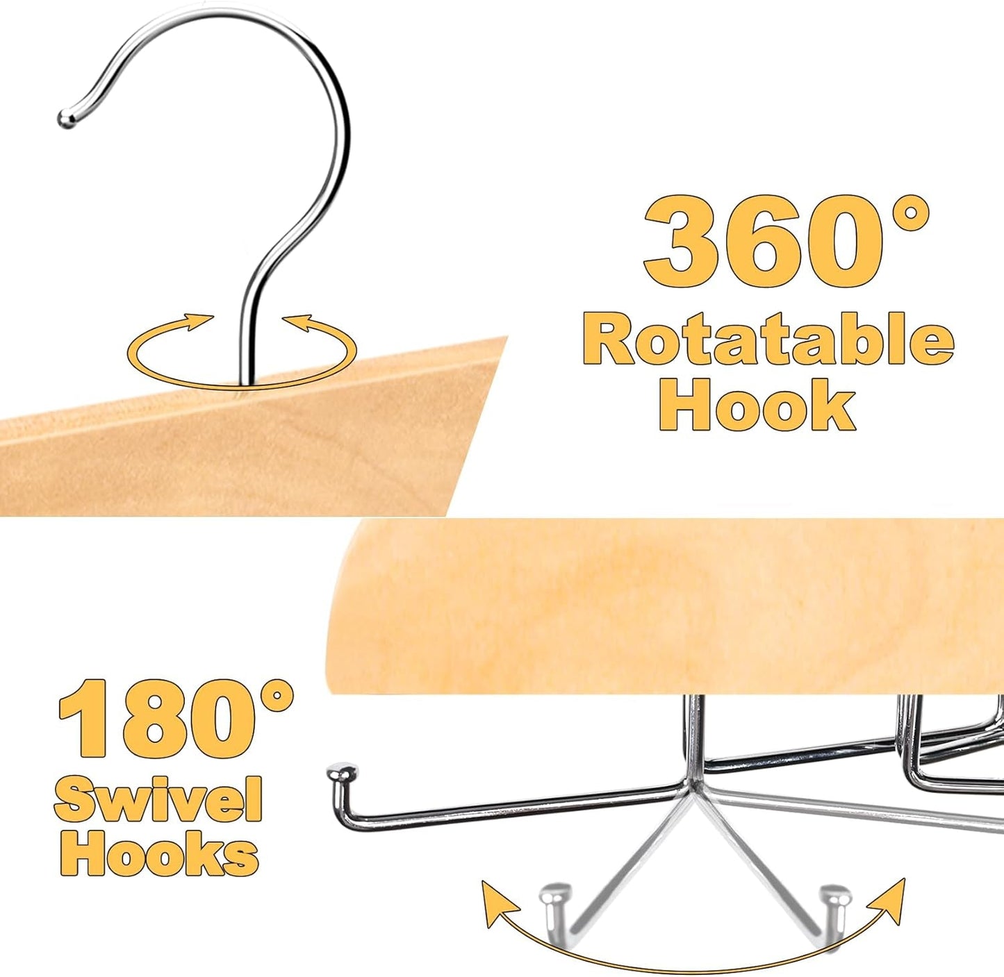 Tank Top Hanger with Premium Wood, 20 Large Capacity, Space Saving,360 Degree Rotating, Foldable Metal Hooks, Tank Tops - My Store