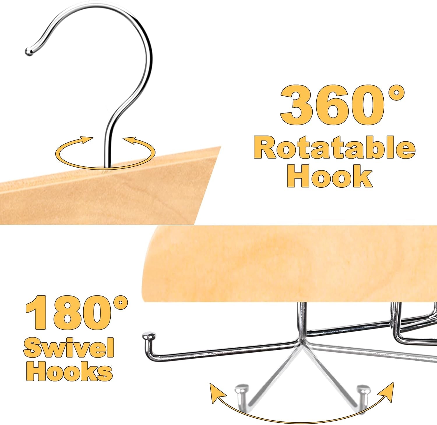 Tank Top Hanger with Premium Wood, 20 Large Capacity, Space Saving,360 Degree Rotating, Foldable Metal Hooks, Tank Tops - My Store