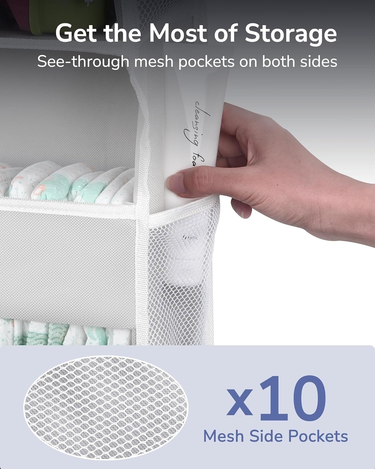 1 Pack over Door Organizer with 5 Large Pockets 10 Mesh Side Pockets, 44 Lbs Weight Capacity Hanging Storage Organizer with Clear Window Kids Toys, Shoes, Diapers, Dark Grey, 5 Layers - My Store