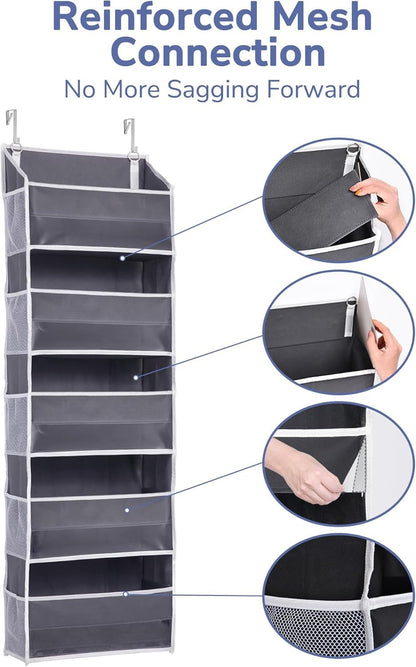 1 Pack over Door Organizer with 5 Large Pockets 10 Mesh Side Pockets, 44 Lbs Weight Capacity Hanging Storage Organizer with Clear Window Kids Toys, Shoes, Diapers, Dark Grey, 5 Layers - My Store