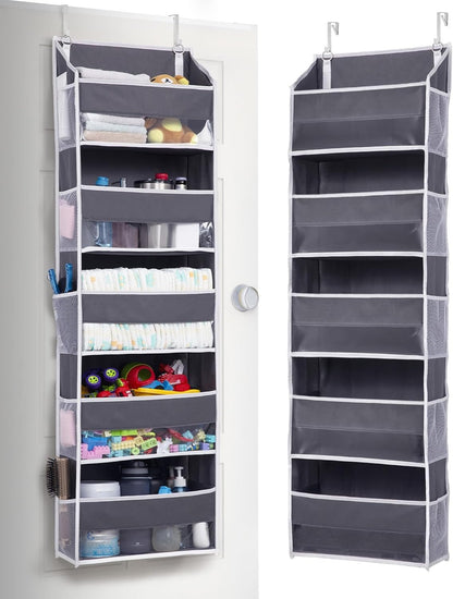 1 Pack over Door Organizer with 5 Large Pockets 10 Mesh Side Pockets, 44 Lbs Weight Capacity Hanging Storage Organizer with Clear Window Kids Toys, Shoes, Diapers, Dark Grey, 5 Layers - My Store