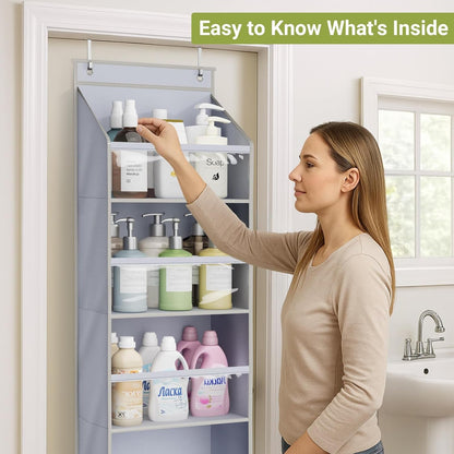 2 Pack over the Door Organizer, Large Capacity Closet Door Hanging Organizer, Clear Deep Pockets Baby Organizer Storage for Nursery, Bathroom, Bedroom, Pantry, Diapers (Grey) - My Store