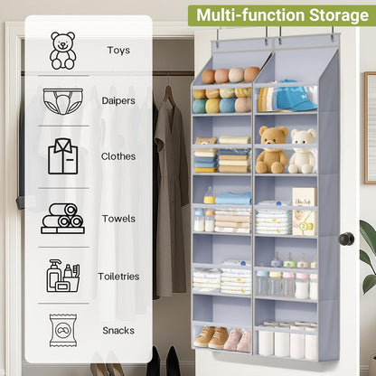2 Pack over the Door Organizer, Large Capacity Closet Door Hanging Organizer, Clear Deep Pockets Baby Organizer Storage for Nursery, Bathroom, Bedroom, Pantry, Diapers (Grey) - My Store