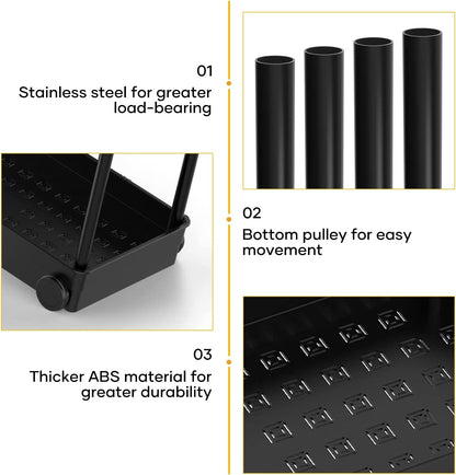 2 Pack under Sink Organizer, 2 Tier Bathroom Cabinet Organizers and Storage with Hook, Multi - Purpose Storage Basket Shelf for Kitchen, Black - My Store