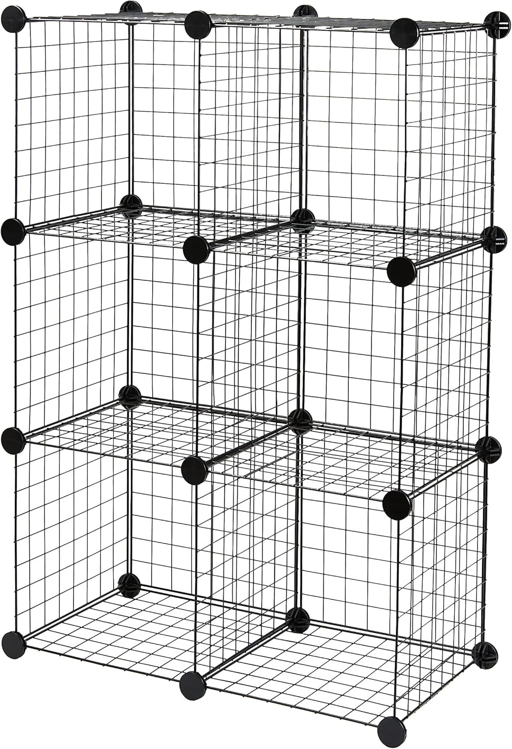 6 - Cube Wire Grid Stackable Storage Shelves, 30Cm X 30Cm, Black - My Store