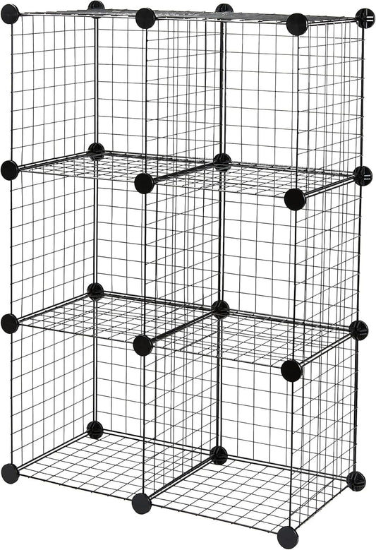 6 - Cube Wire Grid Stackable Storage Shelves, 30Cm X 30Cm, Black - My Store