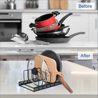 7+ Lid Organizer, Adjustable Kitchen Cabinet Organizer for Cutting Boards, Plates, Bakeware, Black - My Store