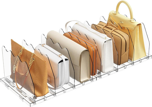 Adjustable Shelf Divider for Closet, Clear Purse Organizers for Closet Acrylic Handbag Separators Storage Organizer Bookshelf Separator Dividers in Bedroom, Office - My Store