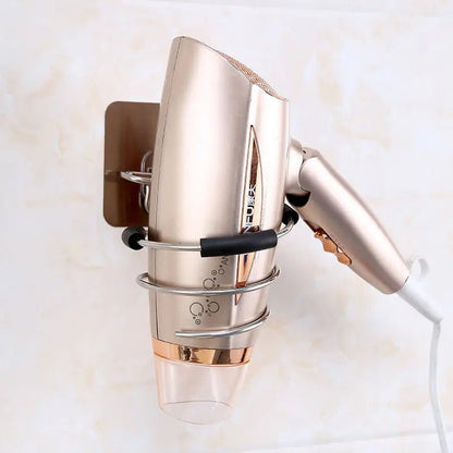 Bathroom Hair Dryer Holder Blower Home Organizer Adhesive Wall Mounted Nail Free No Trace Stickers Hair Care Dryer Storage Rack - My Store