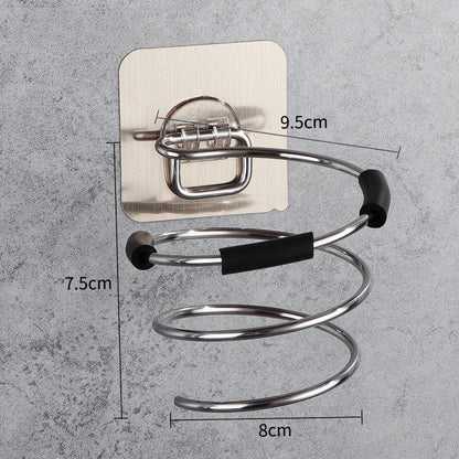 Bathroom Hair Dryer Holder Blower Home Organizer Adhesive Wall Mounted Nail Free No Trace Stickers Hair Care Dryer Storage Rack - My Store