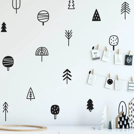 Cute Woodland Pine Tree Wall Decals Nursery Art Decor Forest Vinyl Wall Stickers Kids Bedroom Natural Decoration - My Store