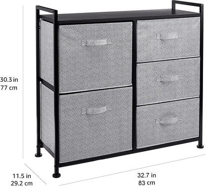 Fabric 5 - Drawer Storage Organizer Unit for Closet, Black - My Store