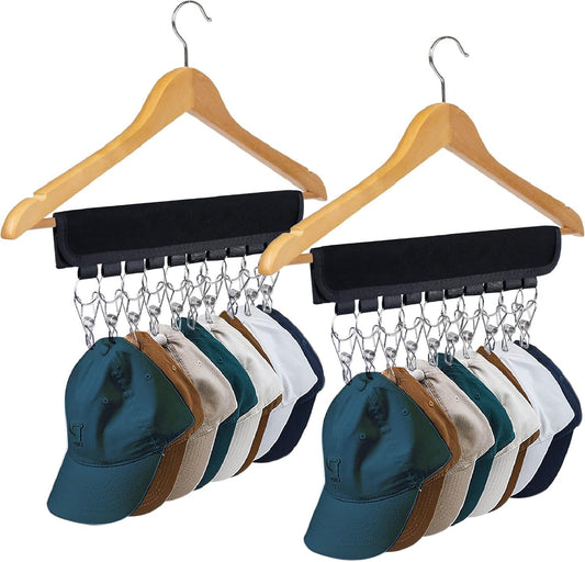 Hat Rack for Baseball Caps Hat Organizer Holder for Hanger & Room Closet Display, 2Pack 10 Hat Storage Clips for Hang Ball Caps Winter Beanie & Accessories, for Men, Boy Women Gift (2PC Black) - My Store