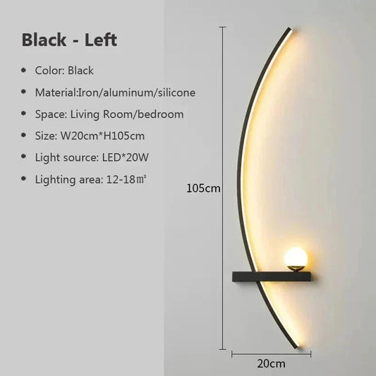 Modern LED Wall Lamp – Minimalist Art Design for Bedroom, Living Room, and Bathroom, Gold/Black - My Store
