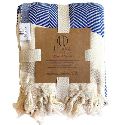 Pipa Sustainable Hand - loomed Throw Blanket - Blue - My Store
