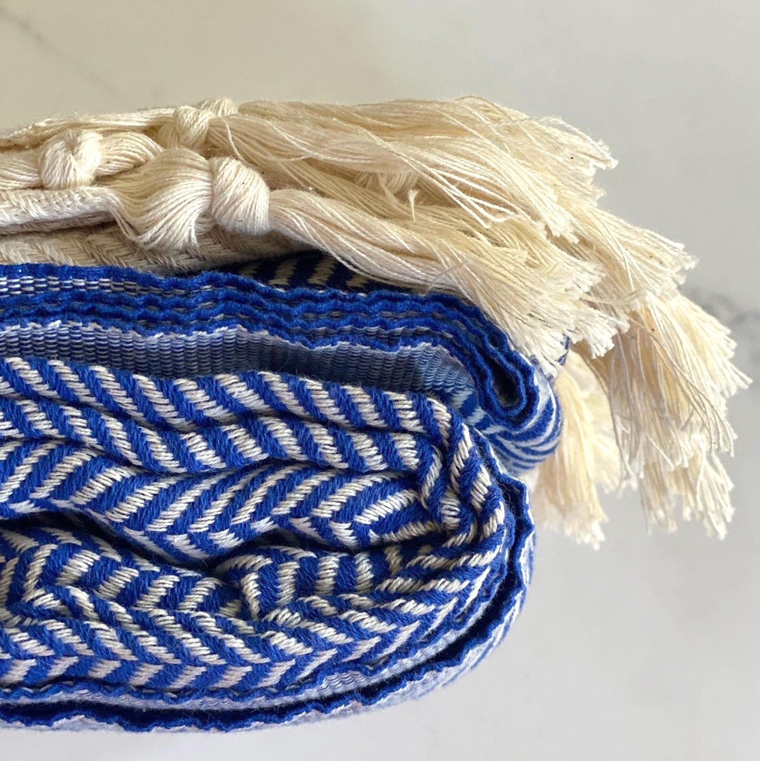 Pipa Sustainable Hand - loomed Throw Blanket - Blue - My Store