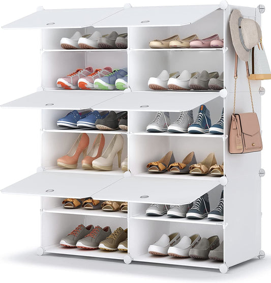 Shoe Rack, 6 Tier Shoe Storage Cabinet 24 Pair Plastic Shoe Shelves Organizer for Closet Hallway Bedroom Entryway - My Store