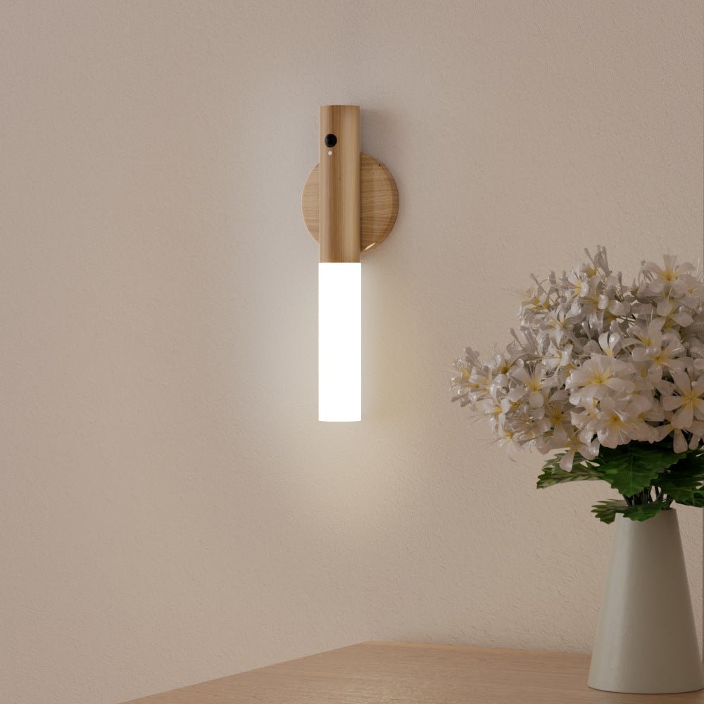 Solid wood motion sensing night light USB charging - My Store
