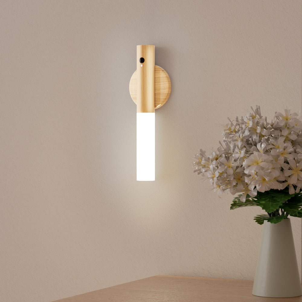 Solid wood motion sensing night light USB charging - My Store