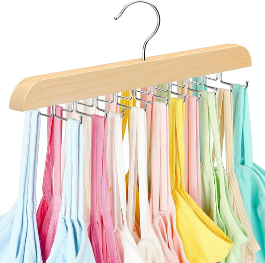 Tank Top Hanger with Premium Wood, 20 Large Capacity, Space Saving,360 Degree Rotating, Foldable Metal Hooks, Tank Tops - My Store